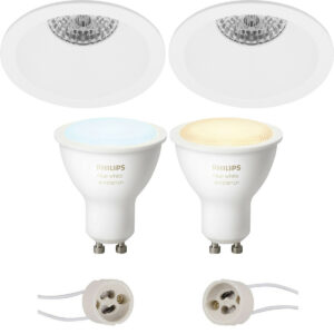 Pragmi Pollon Pro – Inbouw Rond – Mat Wit – Verdiept – Ø82mm – Philips Hue – LED Spot Set GU10 – White Ambiance – Bluetooth Bestellen via ledinbouwverlichting