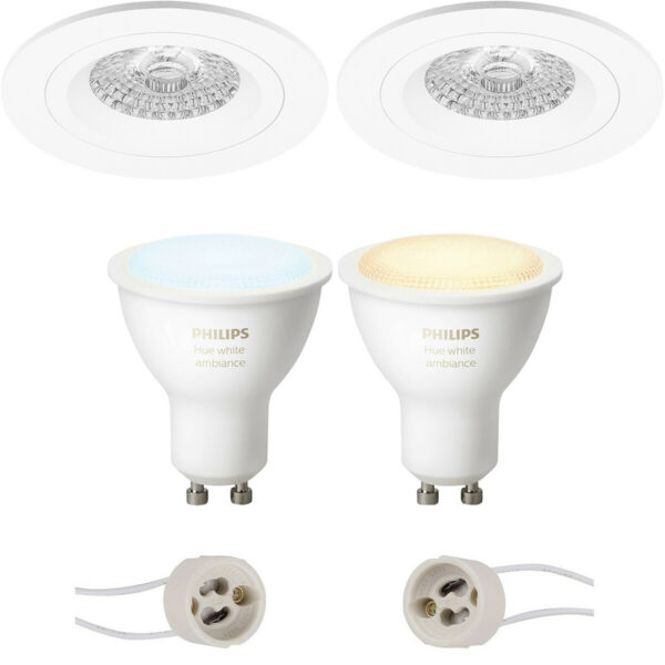 Pragmi Rodos Pro – Inbouw Rond – Mat Wit – Ø93mm – Philips Hue – LED Spot Set GU10 – White Ambiance – Bluetooth Bestellen via ledinbouwverlichting