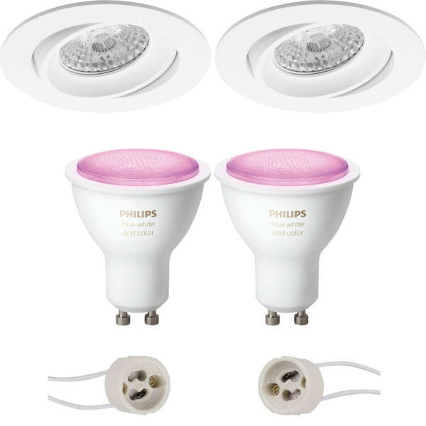 Pragmi Delton Pro – Inbouw Rond – Mat Wit – Kantelbaar – Ø82mm – Philips Hue – LED Spot Set GU10 – White and Color Ambiance – Bluetooth Bestellen via ledinbouwverlichting