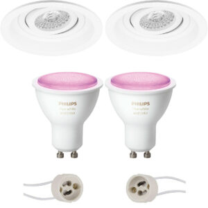 Pragmi Domy Pro – Inbouw Rond – Mat Wit – Verdiept – Kantelbaar – Ø105mm – Philips Hue – LED Spot Set GU10 – White and Color Ambiance – Bluetooth Bestellen via ledinbouwverlichting