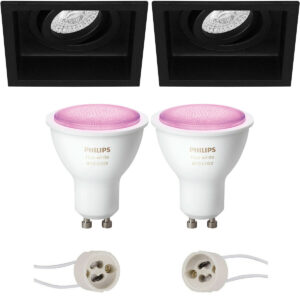 Pragmi Domy Pro – Inbouw Vierkant – Mat Zwart – Verdiept – Kantelbaar – 105mm – Philips Hue – LED Spot Set GU10 – White and Color Ambiance – Bluetooth Bestellen via ledinbouwverlichting