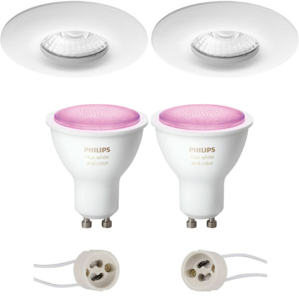 Pragmi Luno Pro – Waterdicht IP65 – Inbouw Rond – Mat Wit – Ø82mm – Philips Hue – LED Spot Set GU10 – White and Color Ambiance – Bluetooth Bestellen via ledinbouwverlichting