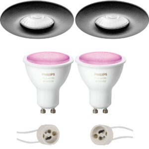 Pragmi Luno Pro – Waterdicht IP65 – Inbouw Rond – Mat Zwart – Ø82mm – Philips Hue – LED Spot Set GU10 – White and Color Ambiance – Bluetooth Bestellen via ledinbouwverlichting