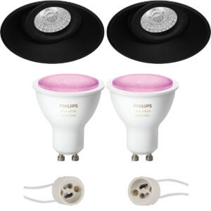 Pragmi Nivas Pro – Inbouw Rond – Mat Zwart – Trimless – Kantelbaar – Ø150mm – Philips Hue – LED Spot Set GU10 – White and Color Ambiance – Bluetooth Bestellen via ledinbouwverlichting