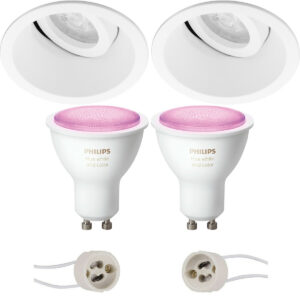 Pragmi Zano Pro – Inbouw Rond – Mat Wit – Kantelbaar – Ø93mm – Philips Hue – LED Spot Set GU10 – White and Color Ambiance – Bluetooth Bestellen via ledinbouwverlichting