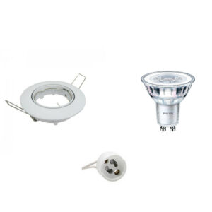 LED Spot Set – GU10 Fitting – Inbouw Rond – Glans Wit – Kantelbaar Ø82mm – Philips – CorePro 830 36D – 4W – Warm Wit 3000K – Dimbaar Bestellen via ledinbouwverlichting