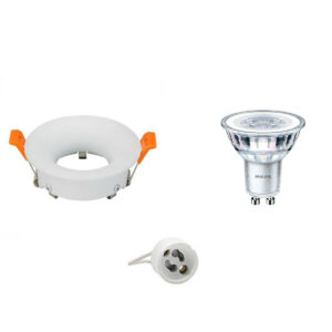 LED Spot Set – GU10 Fitting – Inbouw Rond – Mat Wit – Ø85mm – Philips – CorePro 827 36D – 5W – Warm Wit 2700K – Dimbaar Bestellen via ledinbouwverlichting