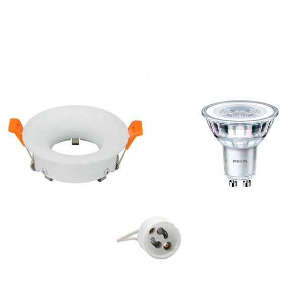 LED Spot Set – GU10 Fitting – Inbouw Rond – Mat Wit – Ø85mm – Philips – CorePro 827 36D – 5W – Warm Wit 2700K – Dimbaar Bestellen via ledinbouwverlichting