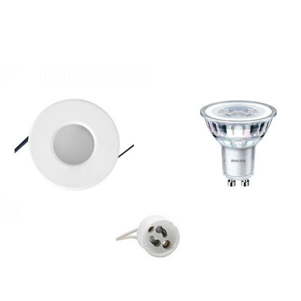 LED Spot Set – Aigi – GU10 Fitting – Waterdicht IP65 – Inbouw Rond – Mat Wit – Ø82mm – Philips – CorePro 827 36D – 5W – Warm Wit 2700K – Dimbaar Bestellen via ledinbouwverlichting