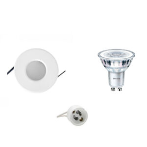 LED Spot Set – Aigi – GU10 Fitting – Waterdicht IP65 – Inbouw Rond – Mat Wit – Ø82mm – Philips – CorePro 827 36D – 3.5W – Warm Wit 2700K Bestellen via ledinbouwverlichting