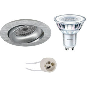 LED Spot Set – Pragmi Delton Pro – GU10 Fitting – Inbouw Rond – Mat Zilver – Kantelbaar – Ø82mm – Philips – CorePro 840 36D – 3.5W – Natuurlijk Wit 4000K Bestellen via ledinbouwverlichting