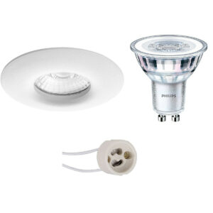 LED Spot Set – Pragmi Luno Pro – Waterdicht IP65 – GU10 Fitting – Inbouw Rond – Mat Wit – Ø82mm – Philips – CorePro 827 36D – 3.5W – Warm Wit 2700K Bestellen via ledinbouwverlichting