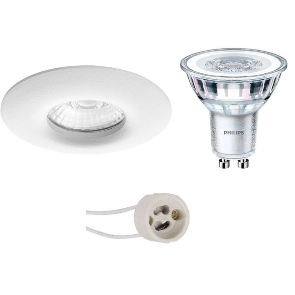 LED Spot Set – Pragmi Luno Pro – Waterdicht IP65 – GU10 Fitting – Inbouw Rond – Mat Wit – Ø82mm – Philips – CorePro 827 36D – 3.5W – Warm Wit 2700K Bestellen via ledinbouwverlichting