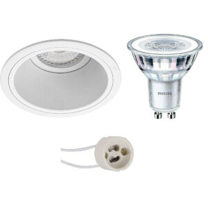 LED Spot Set – Pragmi Minko Pro – GU10 Fitting – Inbouw Rond – Mat Wit – Verdiept – Ø90mm – Philips – CorePro 827 36D – 3.5W – Warm Wit 2700K Bestellen via ledinbouwverlichting