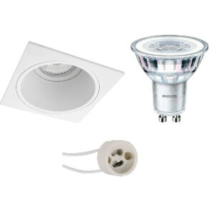 LED Spot Set – Pragmi Minko Pro – GU10 Fitting – Inbouw Vierkant – Mat Wit – Verdiept – 90mm – Philips – CorePro 827 36D – 3.5W – Warm Wit 2700K Bestellen via ledinbouwverlichting