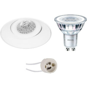 LED Spot Set – Pragmi Nivas Pro – GU10 Fitting – Inbouw Rond – Mat Wit – Trimless – Kantelbaar – Ø150mm – Philips – CorePro 827 36D – 3.5W – Warm Wit 2700K Bestellen via ledinbouwverlichting