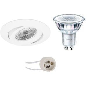 LED Spot Set – Pragmi Uranio Pro – GU10 Fitting – Inbouw Rond – Mat Wit – Kantelbaar – Ø82mm – Philips – CorePro 827 36D – 3.5W – Warm Wit 2700K Bestellen via ledinbouwverlichting