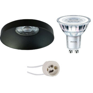 LED Spot Set – Pragmi Vrito Pro – GU10 Fitting – Inbouw Rond – Mat Zwart – Ø82mm – Philips – CorePro 840 36D – 5W – Natuurlijk Wit 4000K – Dimbaar Bestellen via ledinbouwverlichting