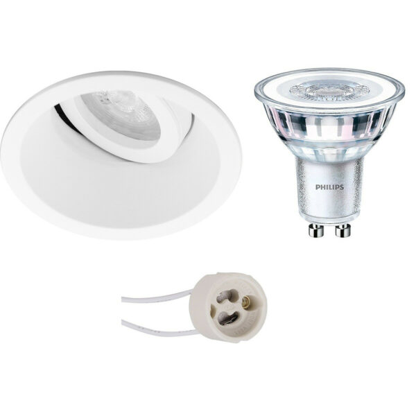 LED Spot Set – Pragmi Zano Pro – GU10 Fitting – Inbouw Rond – Mat Wit – Kantelbaar – Ø93mm – Philips – CorePro 827 36D – 3.5W – Warm Wit 2700K Bestellen via ledinbouwverlichting