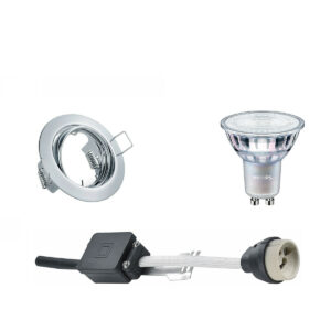 LED Spot Set – GU10 Fitting – Inbouw Rond – Glans Chroom – Kantelbaar Ø83mm – Philips – MASTER 927 36D VLE – 3.7W – Warm Wit 2200K-2700K – DimTone Dimbaar Bestellen via ledinbouwverlichting