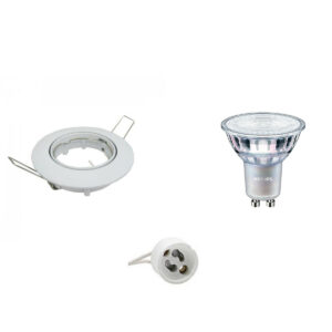 LED Spot Set – GU10 Fitting – Inbouw Rond – Glans Wit – Kantelbaar Ø82mm – Philips – MASTER 927 36D VLE – 3.7W – Warm Wit 2200K-2700K – DimTone Dimbaar Bestellen via ledinbouwverlichting