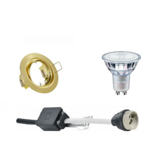 LED Spot Set – GU10 Fitting – Inbouw Rond – Mat Goud – Kantelbaar Ø83mm – Philips – MASTER 927 36D VLE – 3.7W – Warm Wit 2200K-2700K – DimTone Dimbaar Bestellen via ledinbouwverlichting