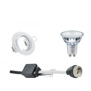 LED Spot Set – GU10 Fitting – Inbouw Rond – Mat Wit – Kantelbaar Ø83mm – Philips – MASTER 927 36D VLE – 3.7W – Warm Wit 2200K-2700K – DimTone Dimbaar Bestellen via ledinbouwverlichting