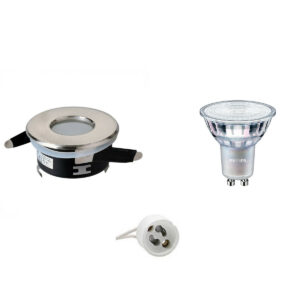 LED Spot Set – Aigi – GU10 Fitting – Waterdicht IP65 – Inbouw Rond – Mat Chroom – Ø82mm – Philips – MASTER 927 36D VLE – 3.7W – Warm Wit 2200K-2700K – DimTone Dimbaar Bestellen via ledinbouwverlichting