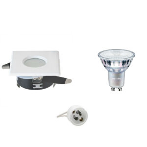 LED Spot Set – Aigi – GU10 Fitting – Waterdicht IP65 – Inbouw Vierkant – Mat Wit – 82mm – Philips – MASTER 927 36D VLE – 3.7W – Warm Wit 2200K-2700K – DimTone Dimbaar Bestellen via ledinbouwverlichting