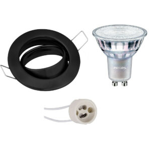 LED Spot Set – GU10 Fitting – Inbouw Rond – Mat Zwart – Kantelbaar Ø82mm – Philips – MASTER 927 36D VLE – 3.7W – Warm Wit 2200K-2700K – DimTone Dimbaar Bestellen via ledinbouwverlichting