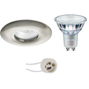 LED Spot Set – Pragmi Luno Pro – Waterdicht IP65 – GU10 Fitting – Inbouw Rond – Mat Nikkel – Ø82mm – Philips – MASTER 927 36D VLE – 3.7W – Warm Wit 2200K-2700K – DimTone Dimbaar Bestellen via ledinbouwverlichting