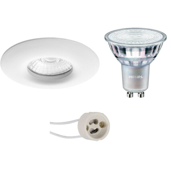 LED Spot Set – Pragmi Luno Pro – Waterdicht IP65 – GU10 Fitting – Inbouw Rond – Mat Wit – Ø82mm – Philips – MASTER 927 36D VLE – 3.7W – Warm Wit 2200K-2700K – DimTone Dimbaar Bestellen via ledinbouwverlichting