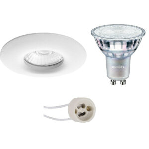 LED Spot Set – Pragmi Luno Pro – Waterdicht IP65 – GU10 Fitting – Inbouw Rond – Mat Wit – Ø82mm – Philips – MASTER 927 36D VLE – 4.9W – Warm Wit 2200K-2700K – DimTone Dimbaar Bestellen via ledinbouwverlichting