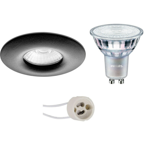 LED Spot Set – Pragmi Luno Pro – Waterdicht IP65 – GU10 Fitting – Inbouw Rond – Mat Zwart – Ø82mm – Philips – MASTER 927 36D VLE – 3.7W – Warm Wit 2200K-2700K – DimTone Dimbaar Bestellen via ledinbouwverlichting