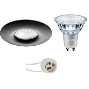 LED Spot Set – Pragmi Luno Pro – Waterdicht IP65 – GU10 Fitting – Inbouw Rond – Mat Zwart – Ø82mm – Philips – MASTER 927 36D VLE – 4.9W – Warm Wit 2200K-2700K – DimTone Dimbaar Bestellen via ledinbouwverlichting