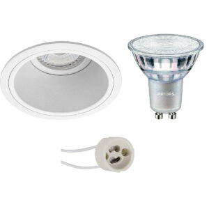 LED Spot Set – Pragmi Minko Pro – GU10 Fitting – Inbouw Rond – Mat Wit – Verdiept – Ø90mm – Philips – MASTER 927 36D VLE – 3.7W – Warm Wit 2200K-2700K – DimTone Dimbaar Bestellen via ledinbouwverlichting