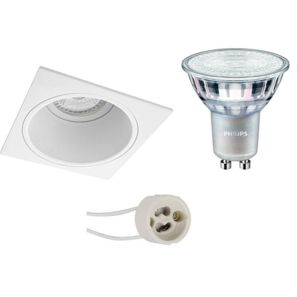 LED Spot Set – Pragmi Minko Pro – GU10 Fitting – Inbouw Vierkant – Mat Wit – Verdiept – 90mm – Philips – MASTER 927 36D VLE – 3.7W – Warm Wit 2200K-2700K – DimTone Dimbaar Bestellen via ledinbouwverlichting