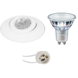 LED Spot Set – Pragmi Nivas Pro – GU10 Fitting – Inbouw Rond – Mat Wit – Trimless – Kantelbaar – Ø150mm – Philips – MASTER 927 36D VLE – 3.7W – Warm Wit 2200K-2700K – DimTone Dimbaar Bestellen via ledinbouwverlichting