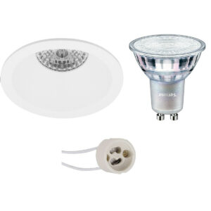 LED Spot Set – Pragmi Pollon Pro – GU10 Fitting – Inbouw Rond – Mat Wit – Verdiept – Ø82mm – Philips – MASTER 927 36D VLE – 3.7W – Warm Wit 2200K-2700K – DimTone Dimbaar Bestellen via ledinbouwverlichting