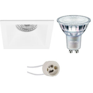 LED Spot Set – Pragmi Pollon Pro – GU10 Fitting – Inbouw Vierkant – Mat Wit – Verdiept – 82mm – Philips – MASTER 927 36D VLE – 3.7W – Warm Wit 2200K-2700K – DimTone Dimbaar Bestellen via ledinbouwverlichting