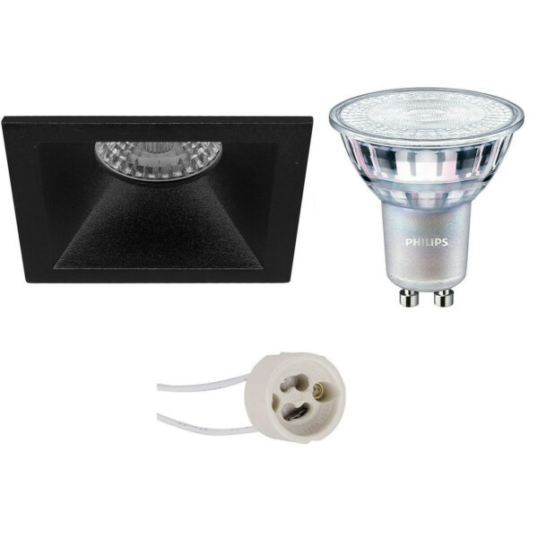 LED Spot Set – Pragmi Pollon Pro – GU10 Fitting – Inbouw Vierkant – Mat Zwart – Verdiept – 82mm – Philips – MASTER 927 36D VLE – 4.9W – Warm Wit 2200K-2700K – DimTone Dimbaar Bestellen via ledinbouwverlichting