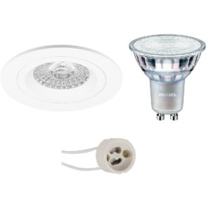 LED Spot Set – Pragmi Rodos Pro – GU10 Fitting – Inbouw Rond – Mat Wit – Ø93mm – Philips – MASTER 927 36D VLE – 3.7W – Warm Wit 2200K-2700K – DimTone Dimbaar Bestellen via ledinbouwverlichting