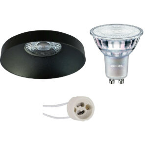 LED Spot Set – Pragmi Vrito Pro – GU10 Fitting – Inbouw Rond – Mat Zwart – Ø82mm – Philips – MASTER 927 36D VLE – 3.7W – Warm Wit 2200K-2700K – DimTone Dimbaar Bestellen via ledinbouwverlichting