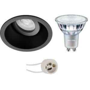 LED Spot Set – Pragmi Zano Pro – GU10 Fitting – Inbouw Rond – Mat Zwart – Kantelbaar – Ø93mm – Philips – MASTER 927 36D VLE – 3.7W – Warm Wit 2200K-2700K – DimTone Dimbaar Bestellen via ledinbouwverlichting