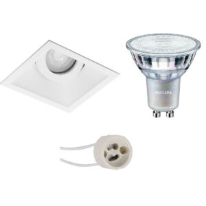 LED Spot Set – Pragmi Zano Pro – GU10 Fitting – Inbouw Vierkant – Mat Wit – Kantelbaar – 93mm – Philips – MASTER 927 36D VLE – 3.7W – Warm Wit 2200K-2700K – DimTone Dimbaar Bestellen via ledinbouwverlichting