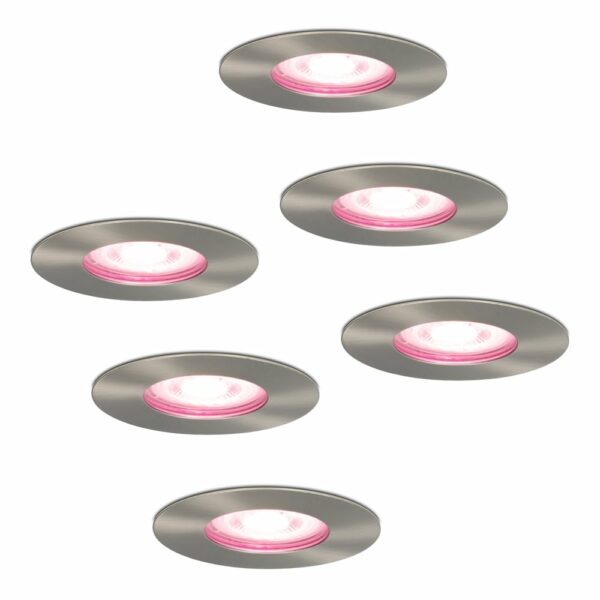 Hofronic Set van 6 stuks smart WiFi dimbare RGBWW LED inbouwspots Bari RVS 5,5 Watt IP65 spuitwaterdicht Bestellen via ledinbouwverlichting